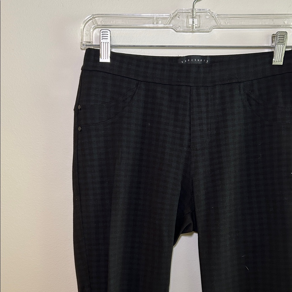 Sanctuary Dark Plaid Cropped Trousers, stretchy, size small